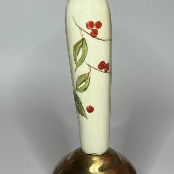 Brass Bell with Porcelain Handle Beautiful Sounding Ring - Picture 2 of 7